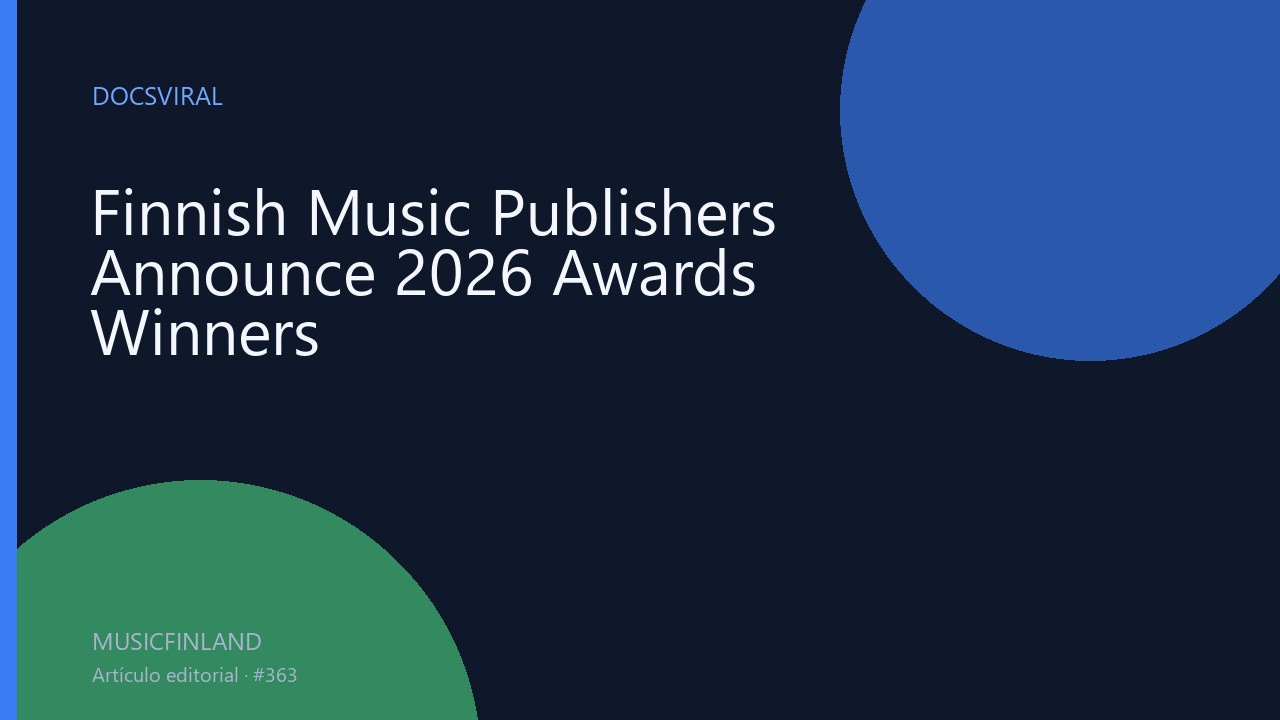Finnish Music Publishers Announce 2026 Awards Winners