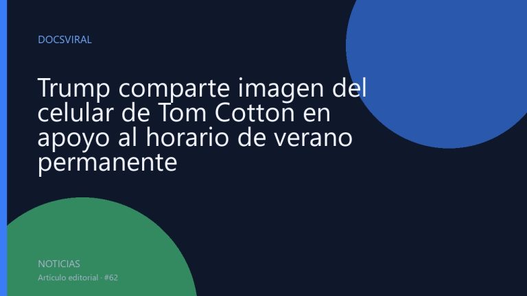 Trump comparte imagen del celular de Tom Cotton en apoyo al horario de verano permanente