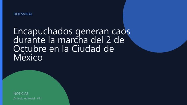 Encapuchados generan caos durante la marcha del 2 de Octubre en la Ciudad de México