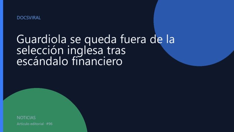 Guardiola se queda fuera de la selección inglesa tras escándalo financiero